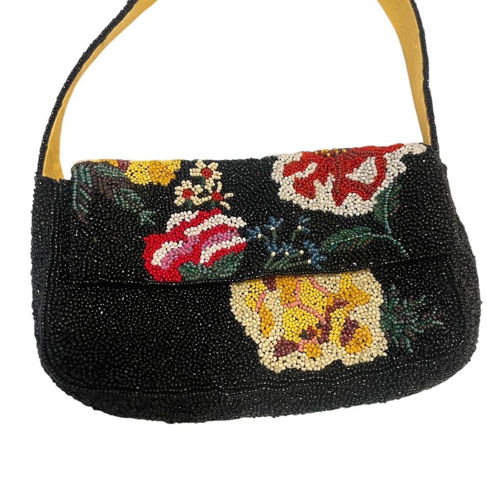 Floral Beaded Black Handbag Anthropology